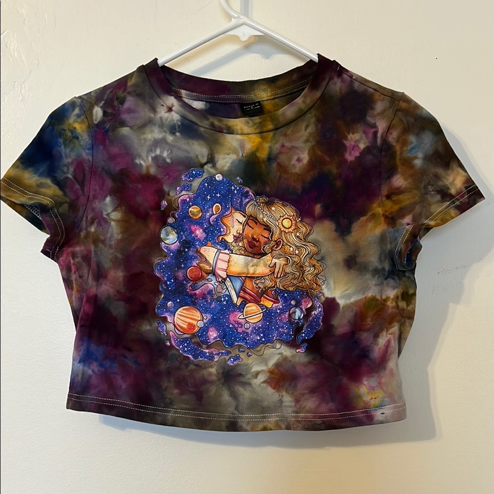 Hand Tie-Dye Space Women Crop Top